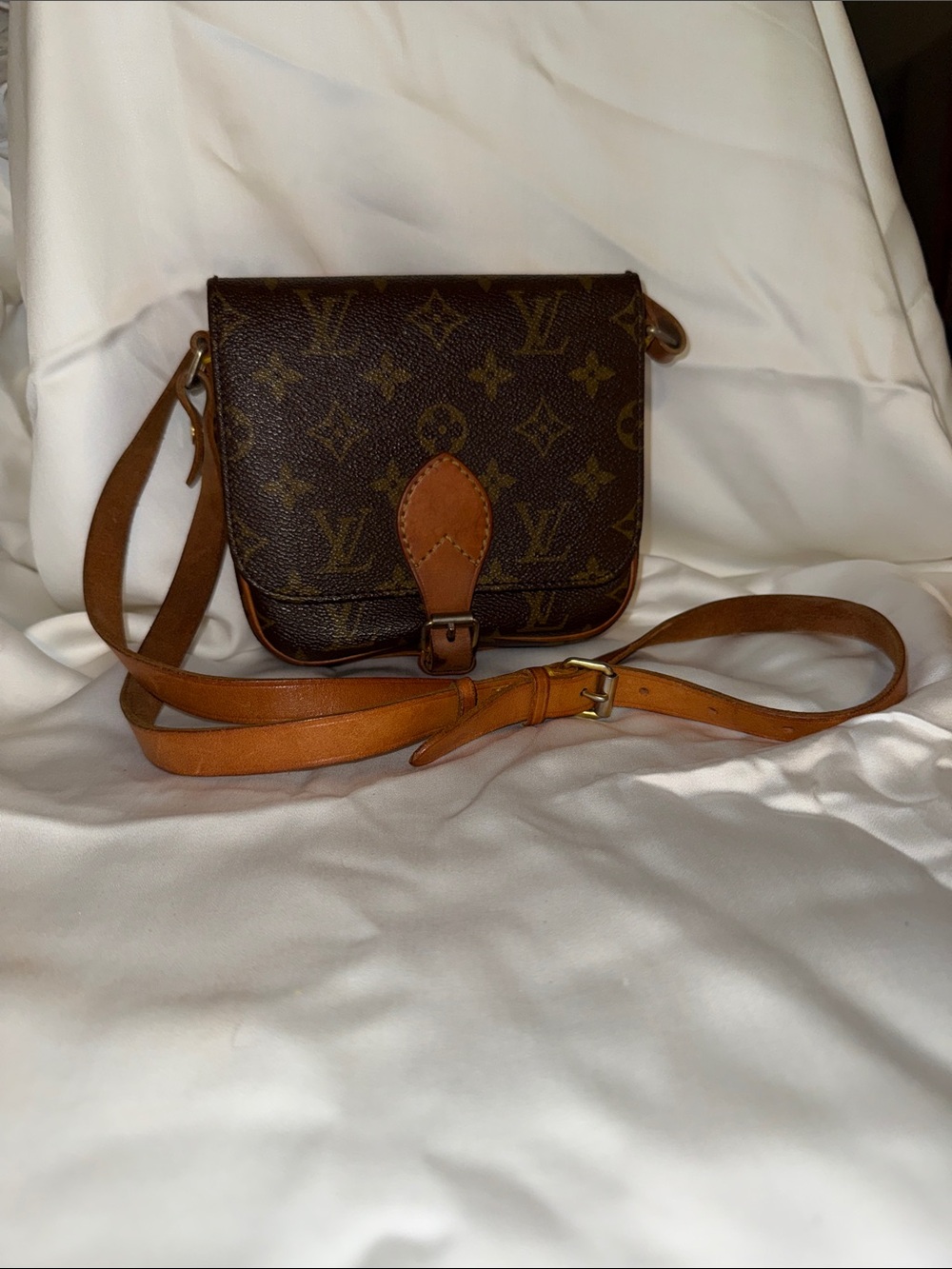 Louis Vuitton PM Cartouchiere Saddle Crossbody - Brown & Tan Monogram & Leather